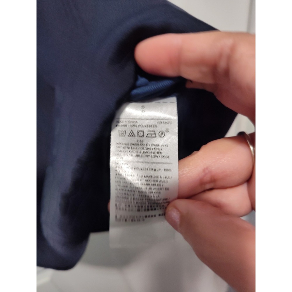 Banana Republic Women's Flutter Sleeve Blouse Ruffles Navy Blue V-Neck tie Small - Picture 4 of 7